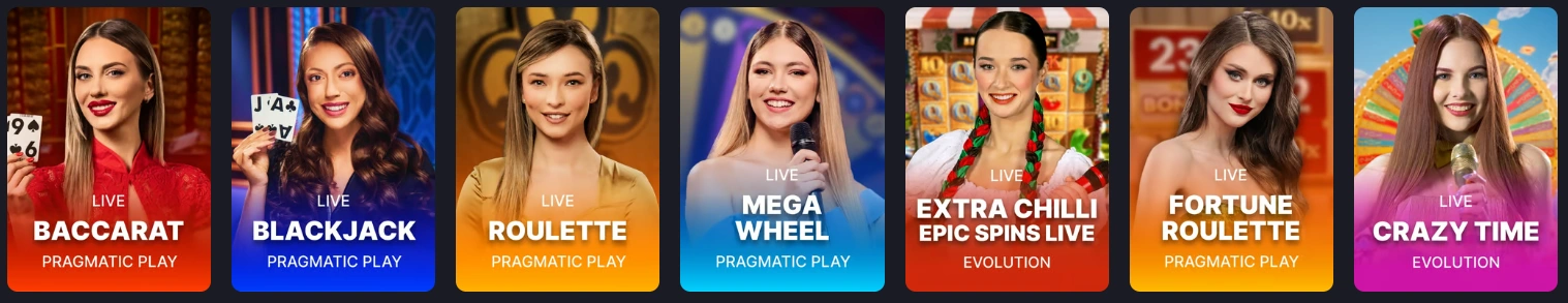Top live casino tables at Vegastars